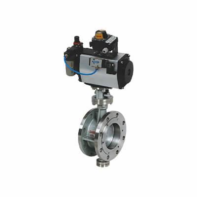 GB cast steel / stainless steel D643/D673 three eccentric type pneumatic butterfly valve